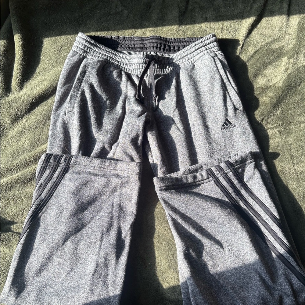 Adidas Gray Sweatpants with Tapered Leg and Elastic Waistband